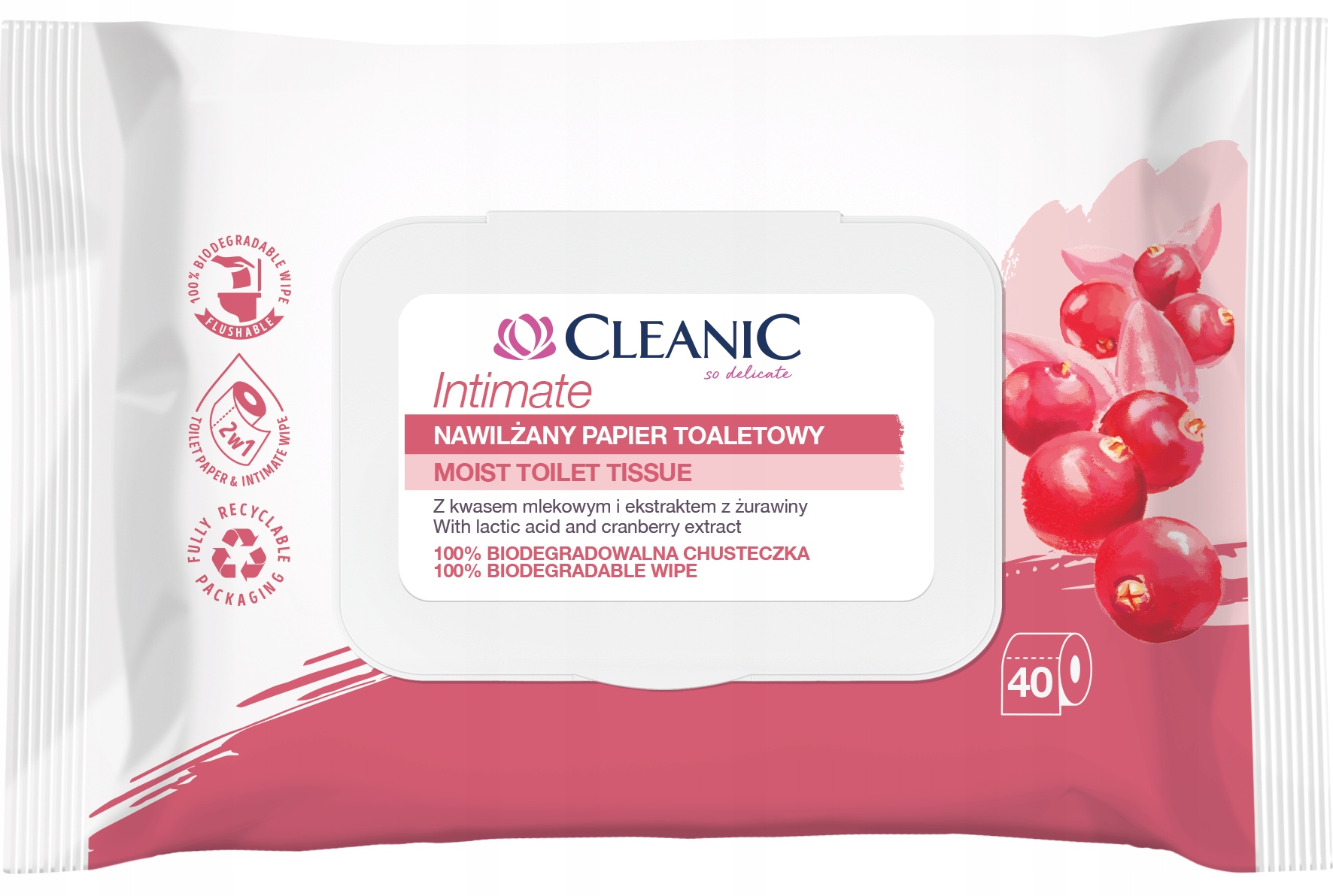 

Cleanic Intimate Nawilżany papier toaletowy 40 szt