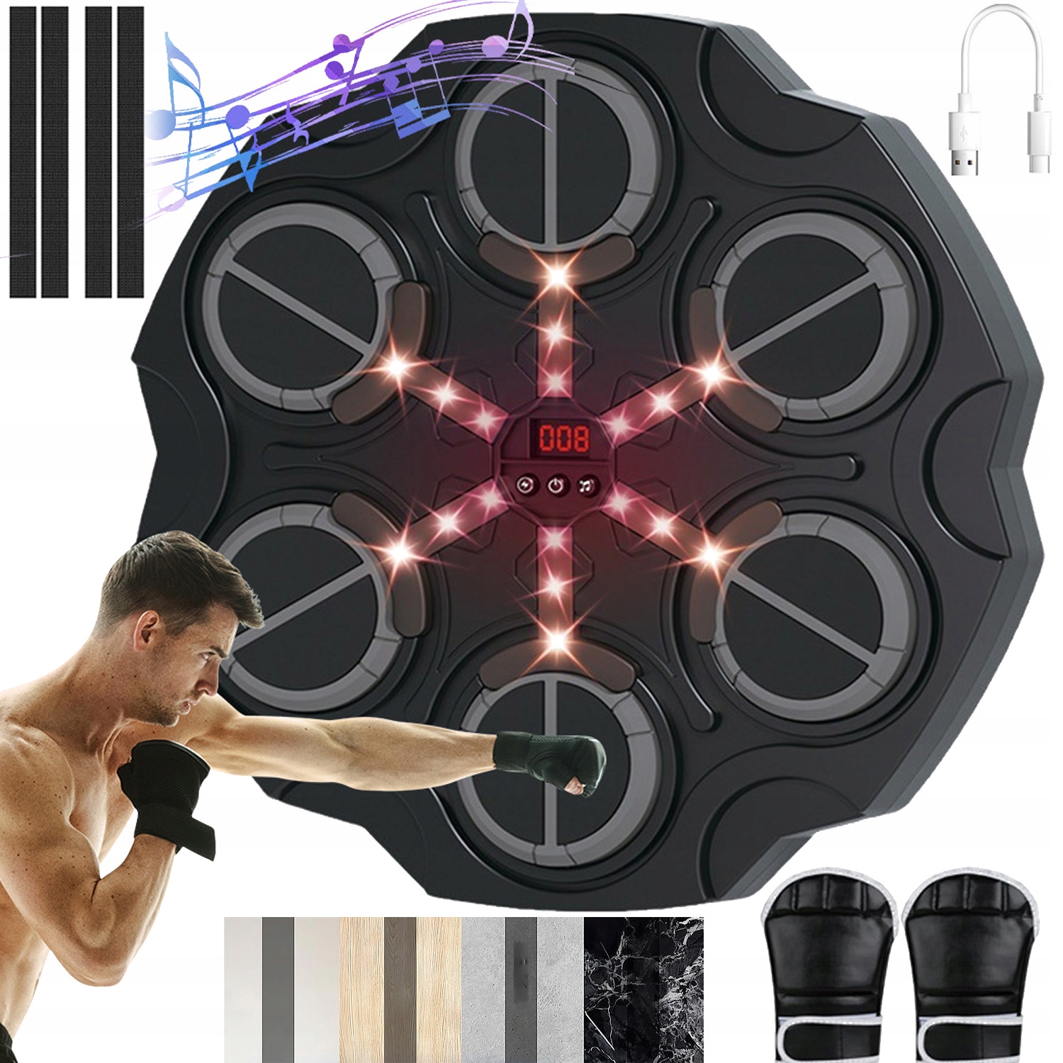 Music Boxing Machine Boxovací Stěna Hudební Štít Rukavice A Bluetooth