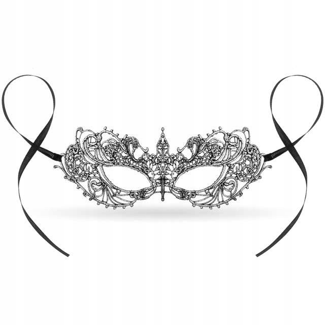 maska AŻUROWA prześwitująca SREBRNA retro wenecka