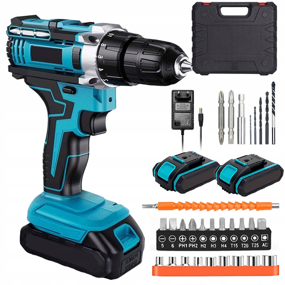 Aku Vrtačka Akumulátorová Příklepová Bity Nástavce Sada 2xAKU 1,2Ah