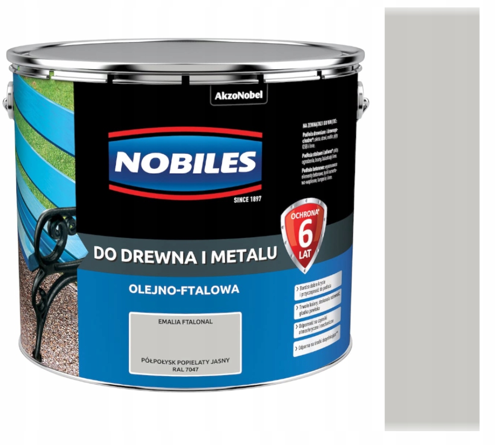 Nobiles Ftalonal Barva Na Dřevo A Kov 10L Popelavá Světlý Pololesk