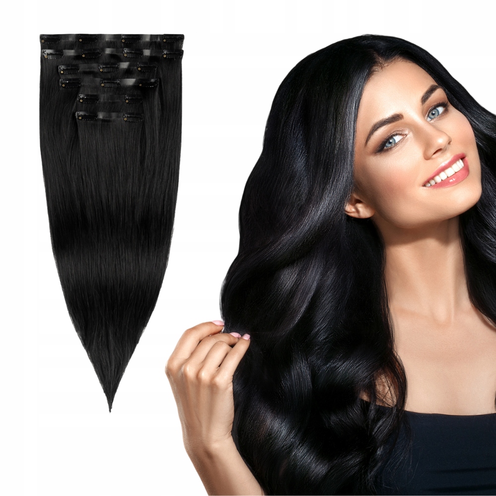 Bezešvé Clip In přírodní vlasy 40 cm 6 pásků #1