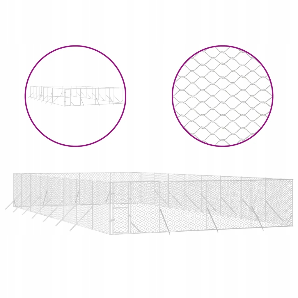 Levně vidaXL Kotec pro psa, stříbrná, 8x16x2 m, ocel ocel