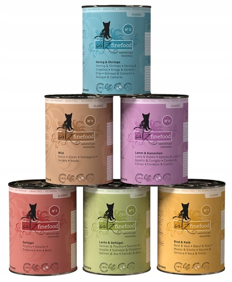 Levně Krmivo pro kočky bez umělých přísad 6 příchutí CatzFinefood N.03-13 6x400g