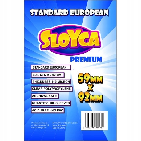 

Sloyca Koszulki Standard European Premium 59x92mm