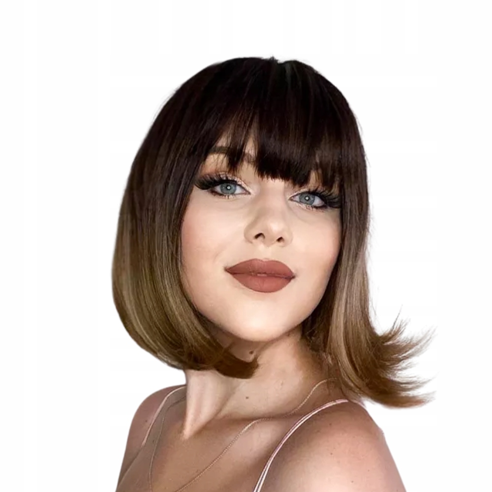 Hustá paruka ze syntetických vlasů Bob ombre SS148 krátká Dárek čepička