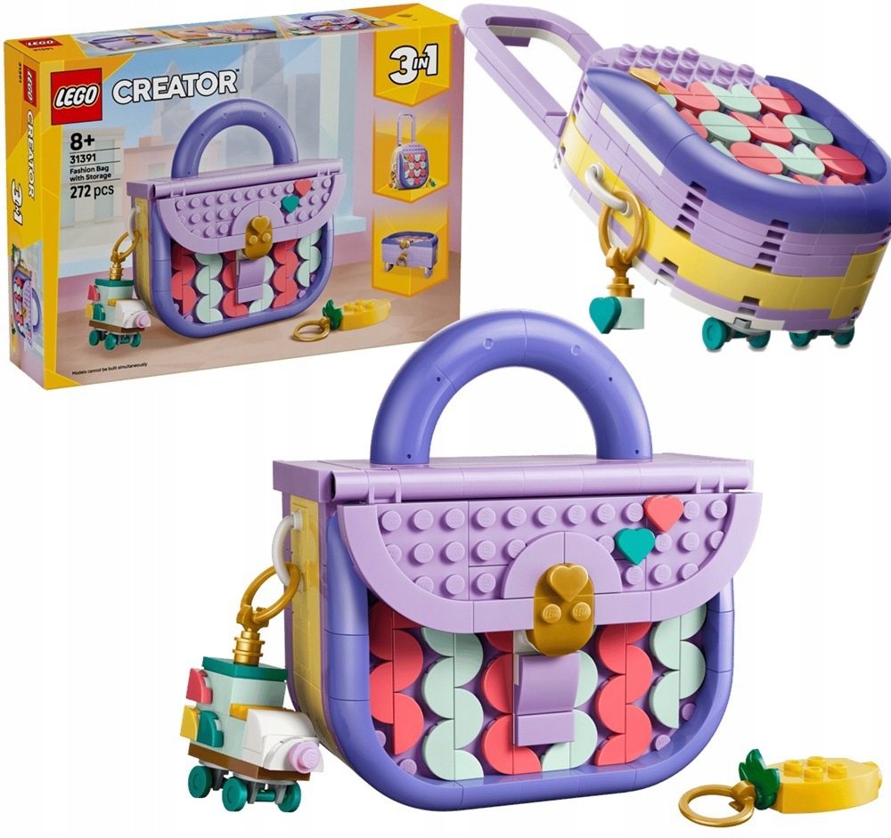272 dílků stavebnice Lego Creator 3v1 Módní kabelka s úložným prostorem 31391