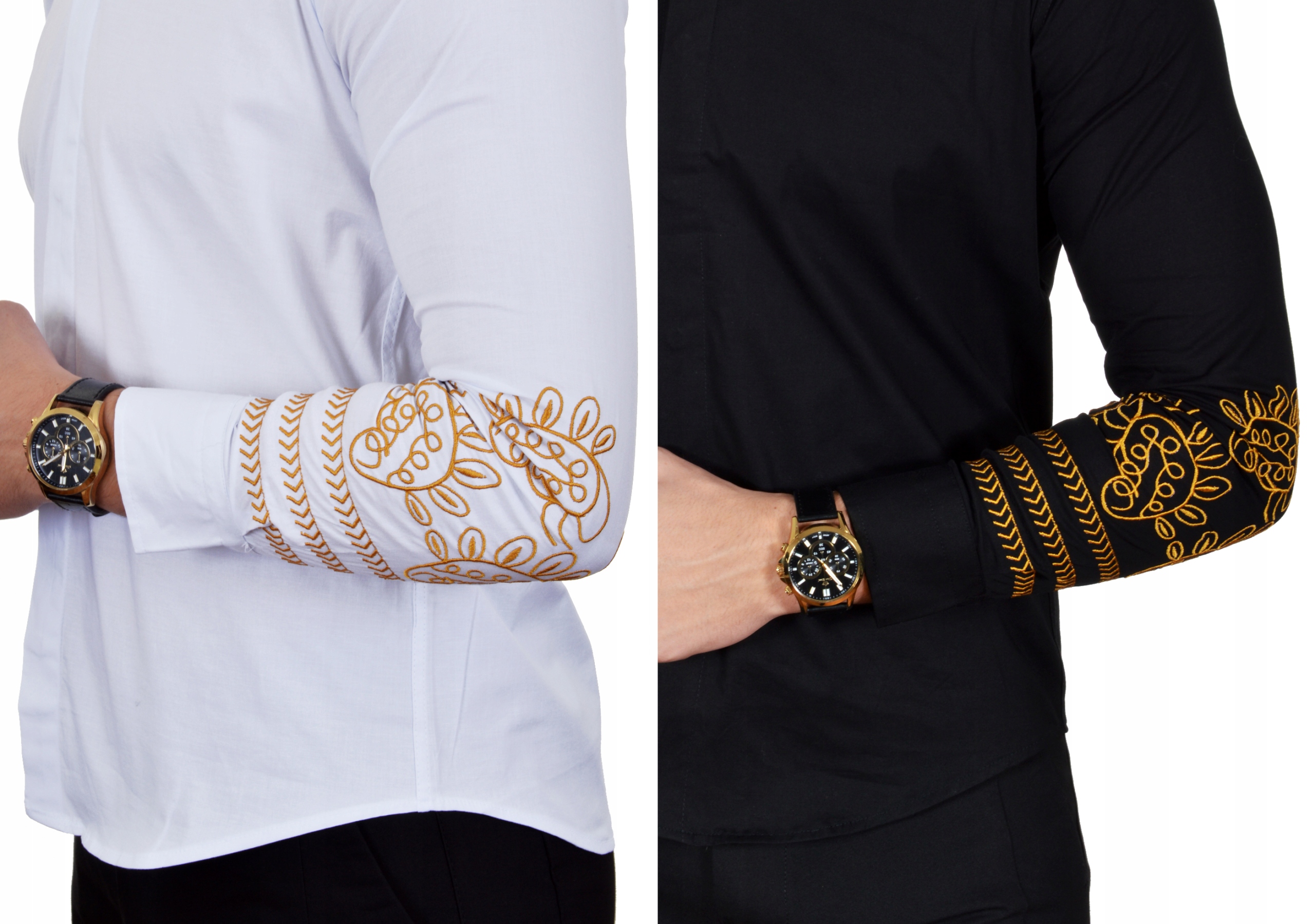 Koszula Męska Casual Elegancka Haft Wyszywana Rozmiar XL