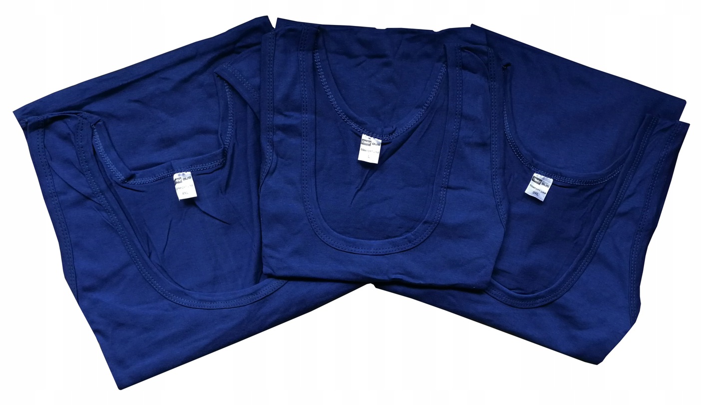 PODKOSZULKA KOSZULKA MĘSKA 100% BAWEŁNA GŁADKA NIEBIESKA OKRĄGŁY - 2XL Marka inna