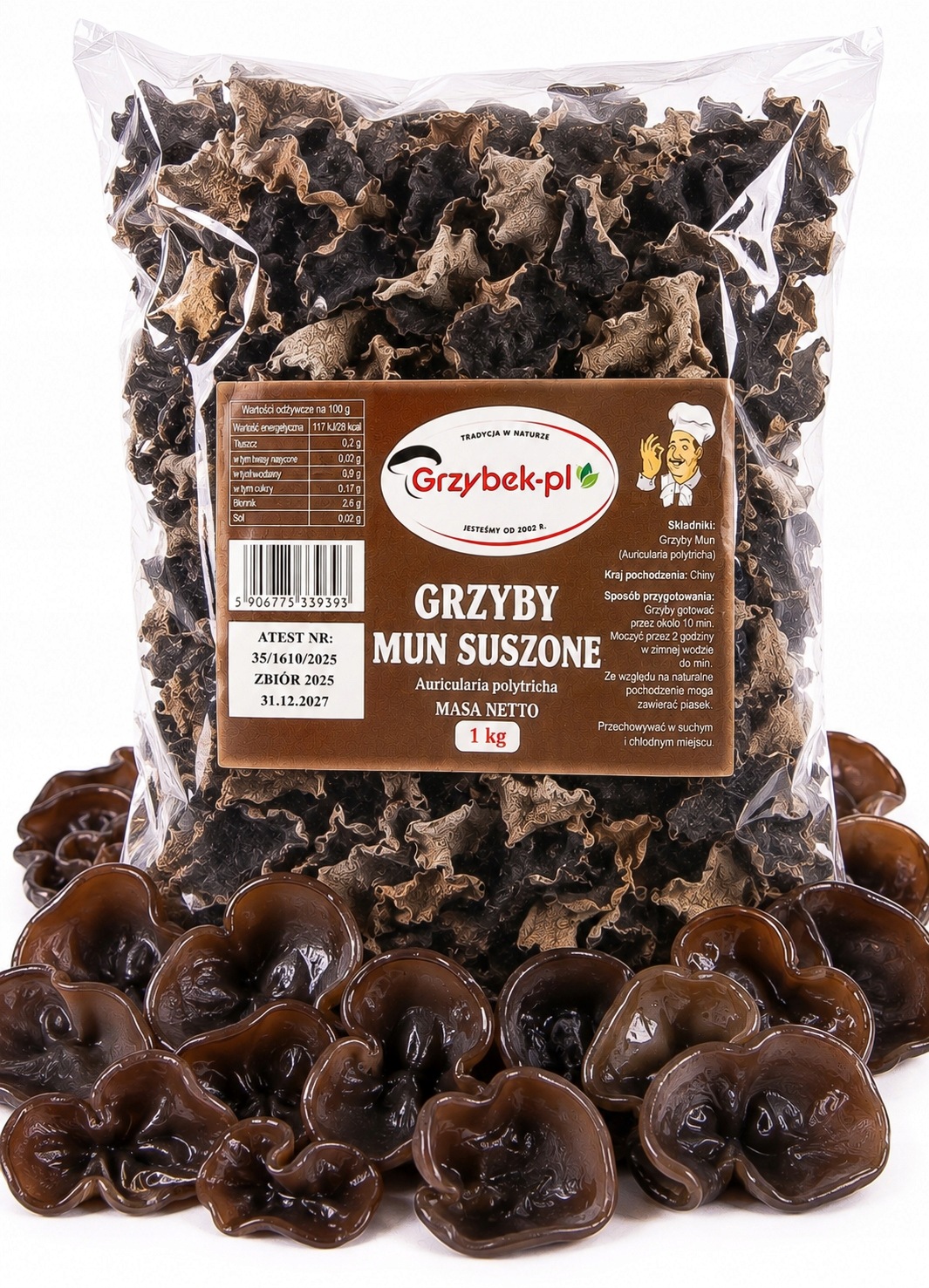 Houby Mun Celé 1kg Sběr 2025 Atest sušené houby