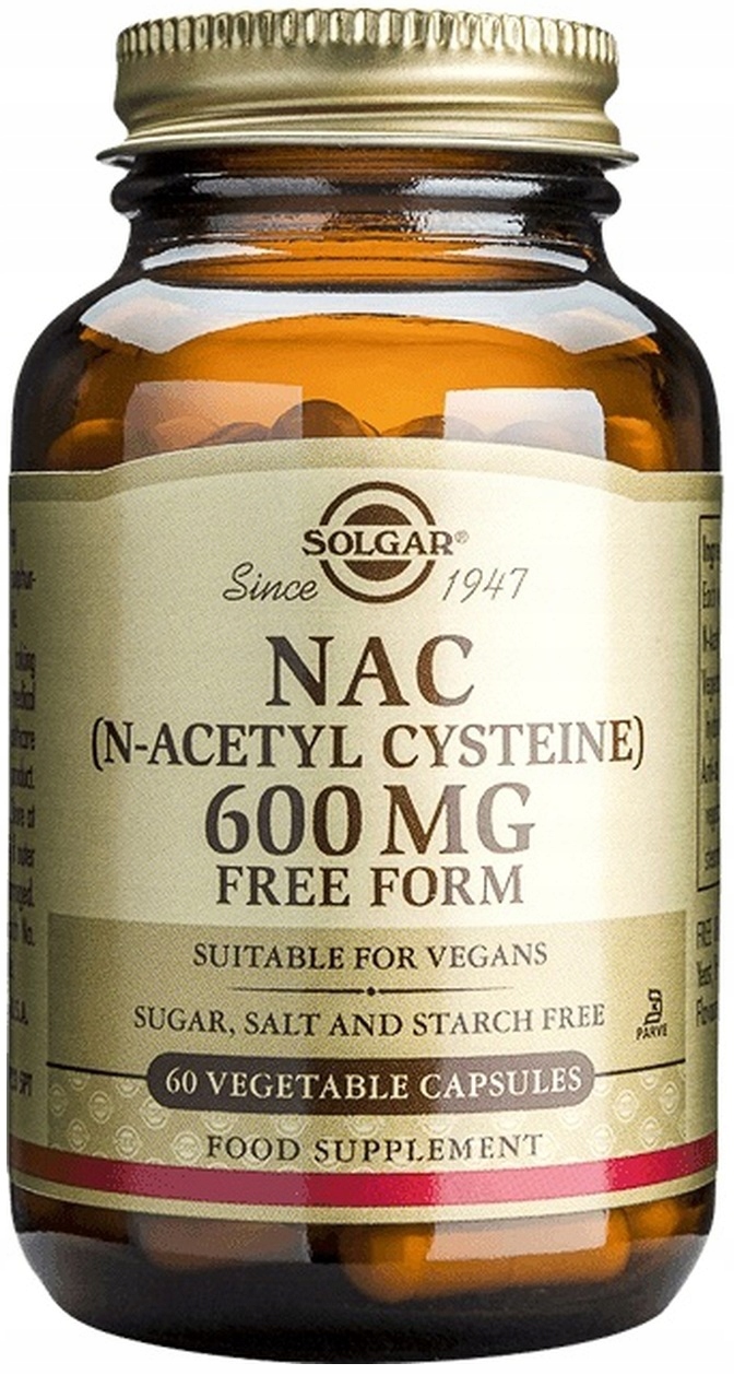 SOLGAR NAC 600 mg 60 kapsułek N-ACETYL CYSTEINA WOLNA FORMA