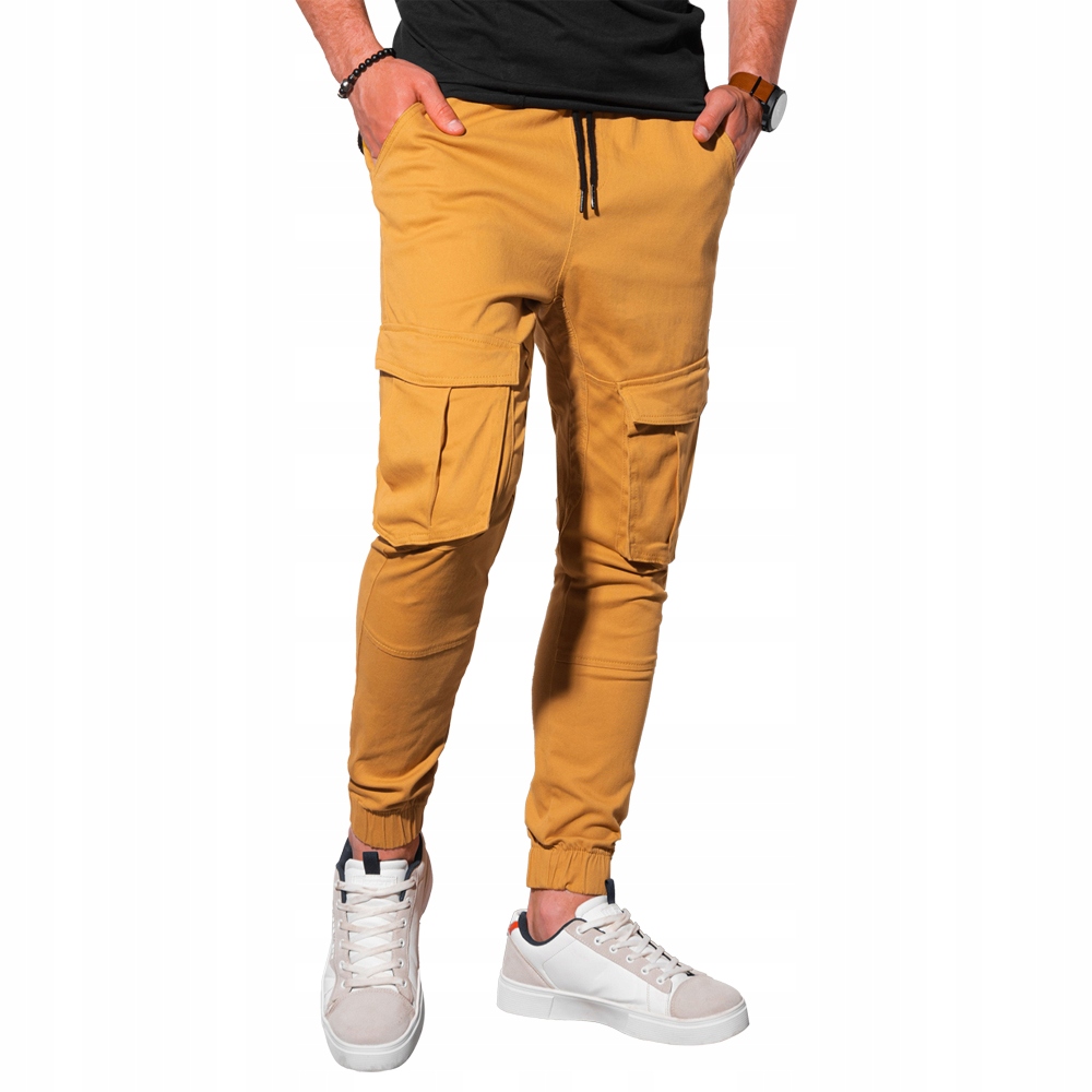 

Spodnie męskie joggery bojówki P886 musztard. XL
