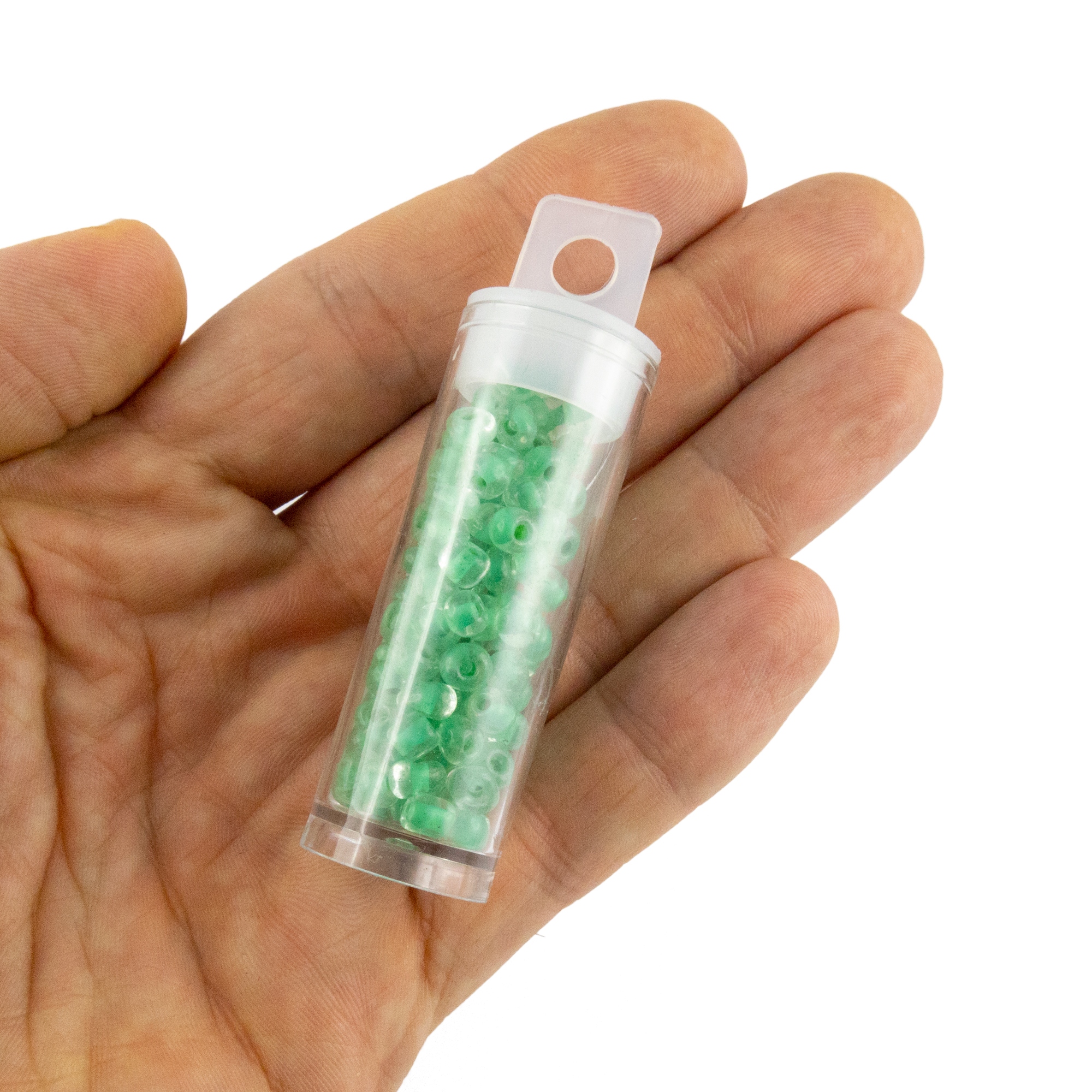 Koraliki szklane w buteleczce 10g 4mm zielone