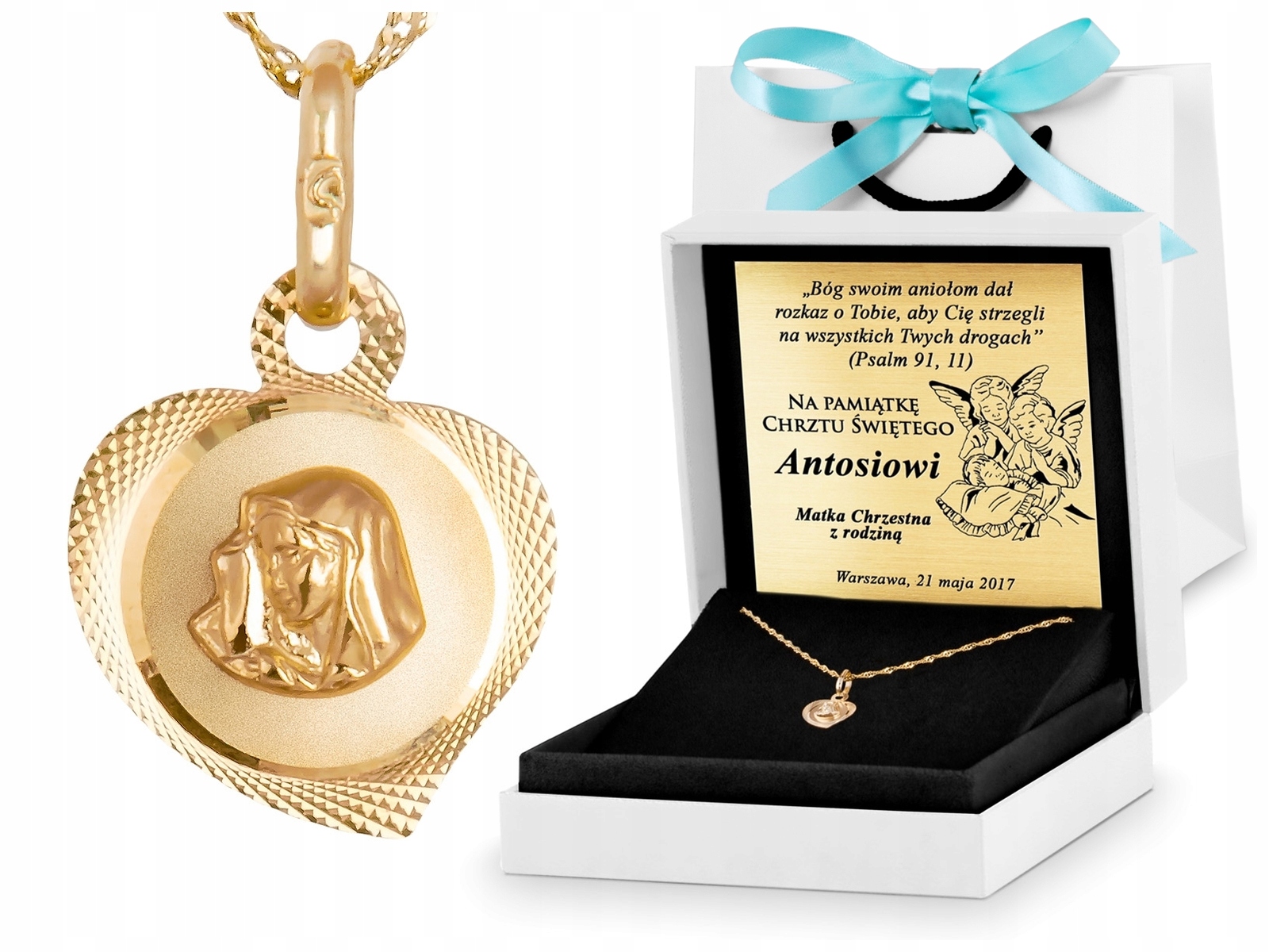 

Złoty Komplet 333 Łańcuszek Medalik Grawer