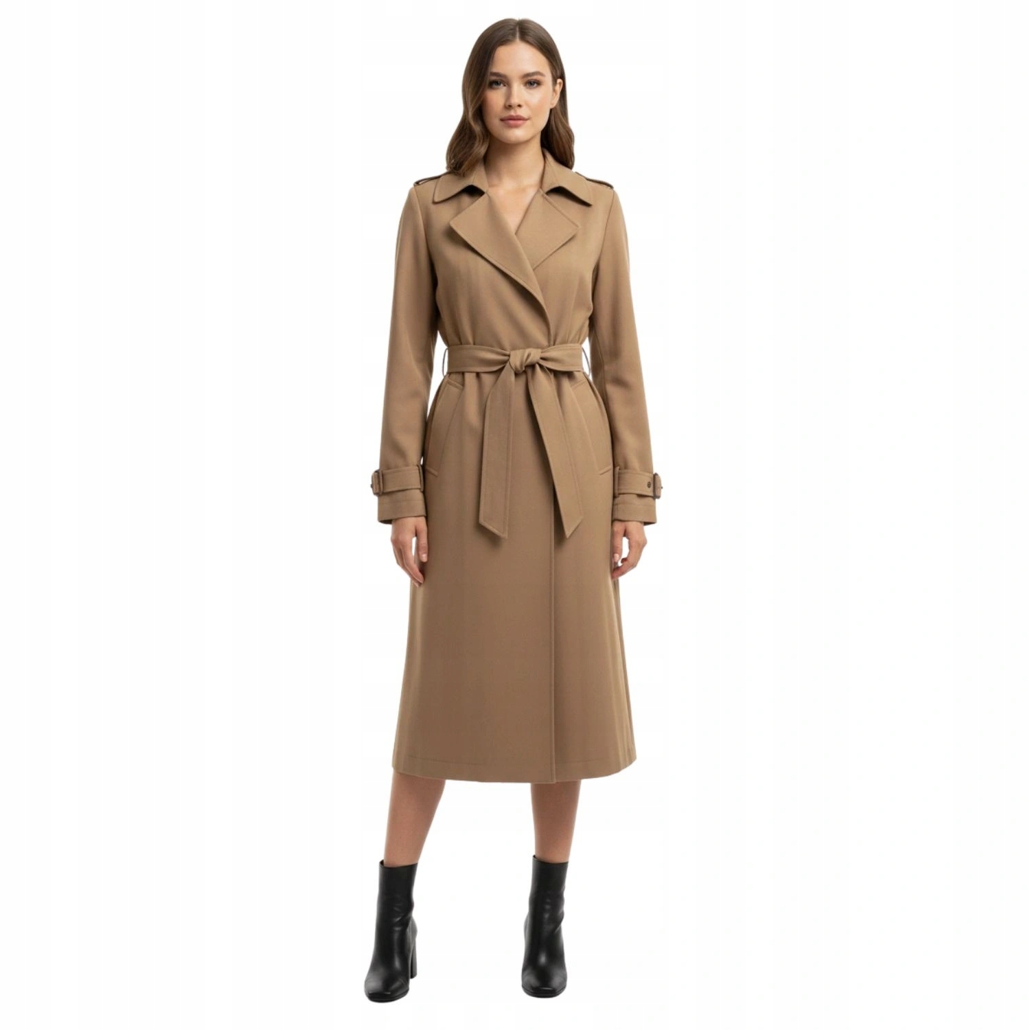 Dámský kabát Karen Millen dlouhý přechodový béžový elegantní vel. 40