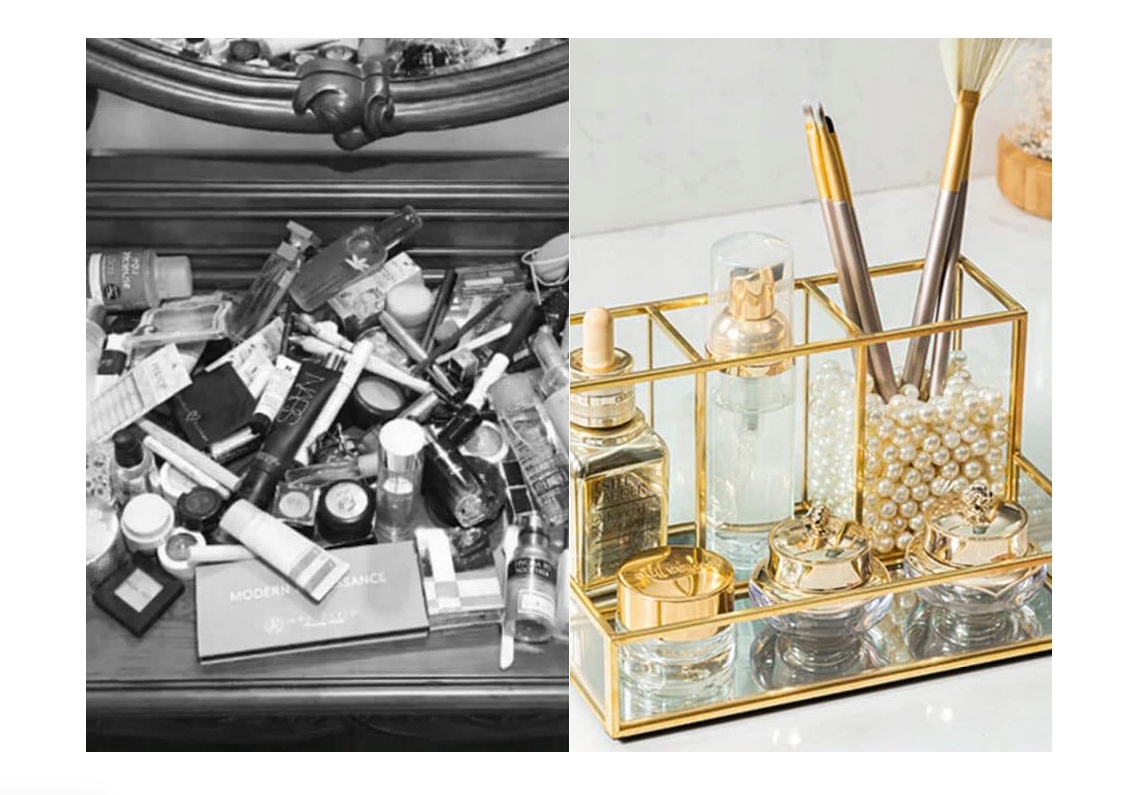 DUŻA SZKATUŁKA ORGANIZER NA KOSMETYKI SZKŁO Marka bez marki