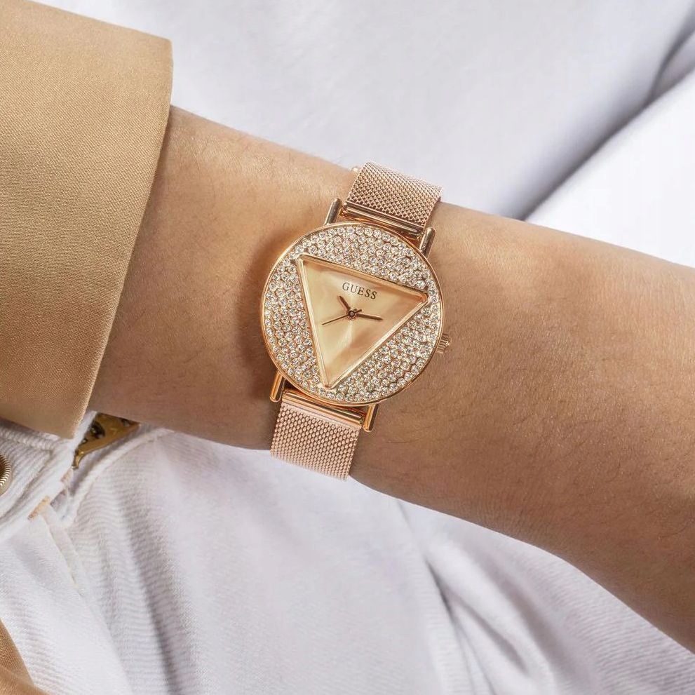 Guess Mini Iconic dámské hodinky růžové zlato s krystaly GW0671L3