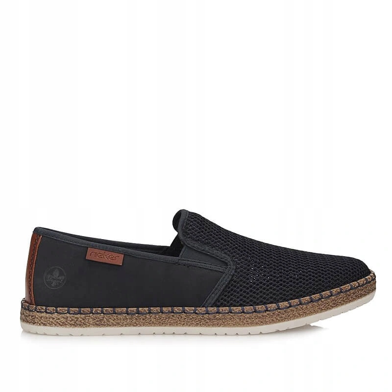 Pánské mokasíny Rieker B5265-14 tmavě modré nazouvací polobotky s perforováním