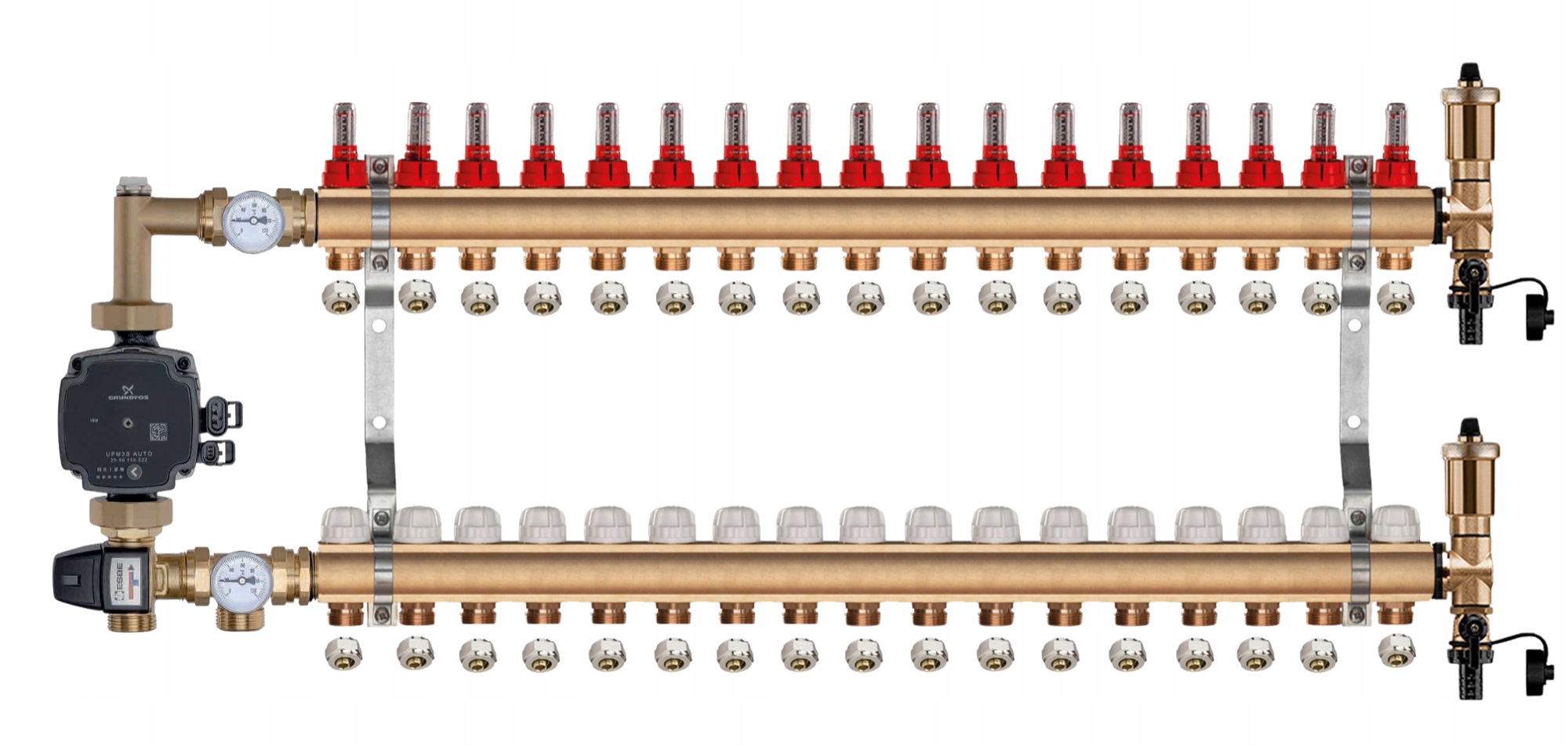 Mosazný Rozdělovač Podlahové Krytiny 17 Čerpací Skupina Grundfos Pex Spojky