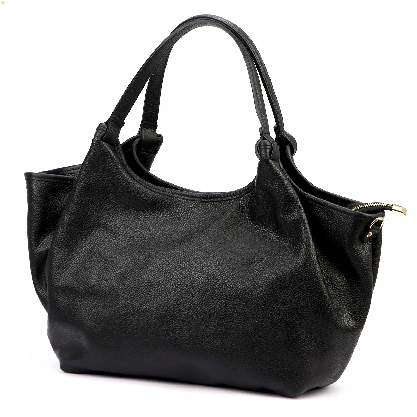 Vera Pelle dámská kabelka shopper přírodní kůže černá klasická přes rameno