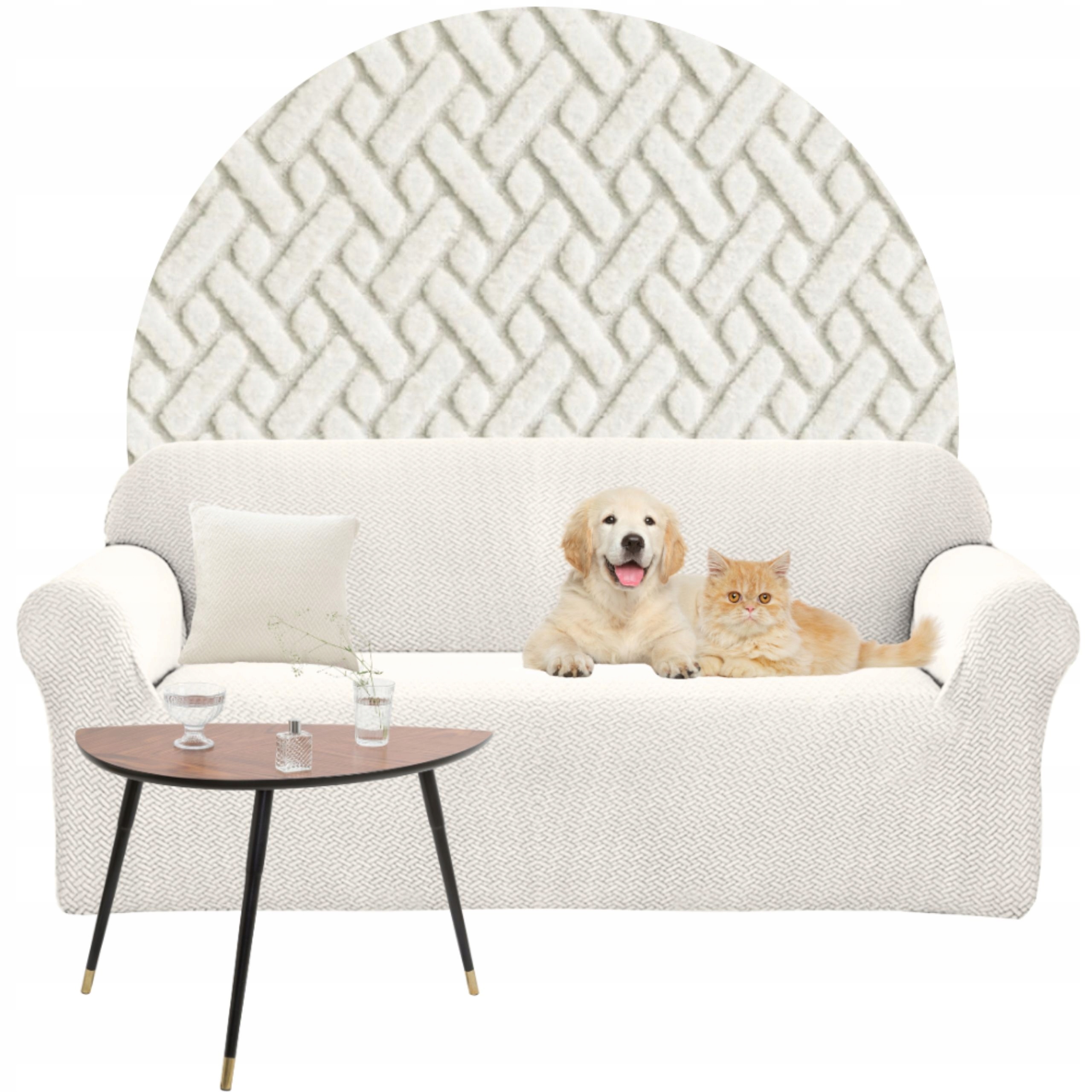 Potah Na Pohovku Rohový Elastický Žakár Jedle 190-230 Oeko Tex