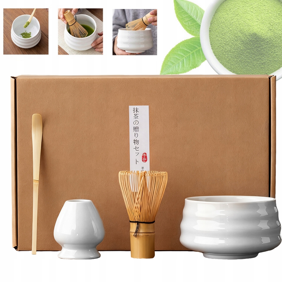 Levně Dárková sada Matcha obsahuje šlehací metlu na čaj