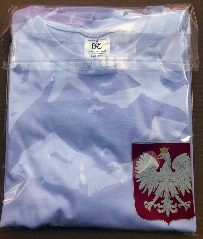 KOSZULKA KIBICA REPREZENTACJI POLSKI. BAWEŁNIANA Z GODŁEM. Rozm XL Marka BC