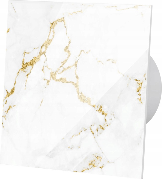 Koupelnový ventilátor dRim Ø 100 Ps s tažným vypínačem, panel, mramor, bílý