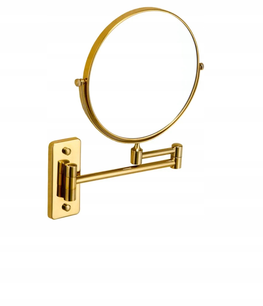 Kosmetické zrcátko Stella rovné/zvětšovací, 3x výklopné, zlatý lesk
