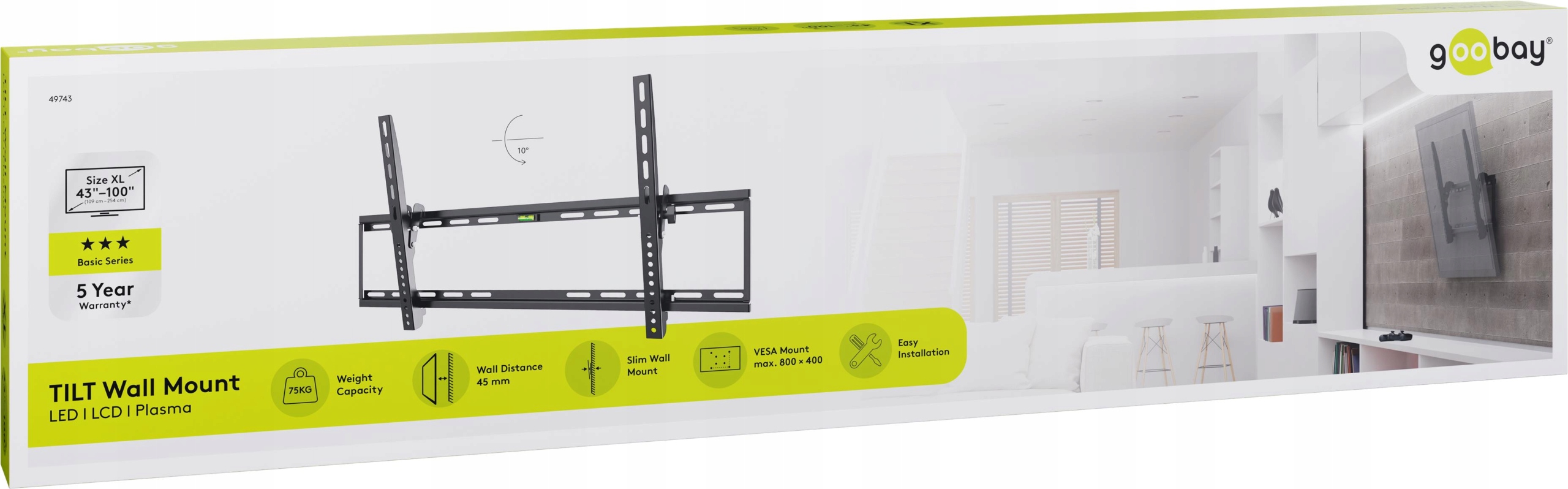 Držák na Tv Goobay Basic Tilt XL 43"-100"