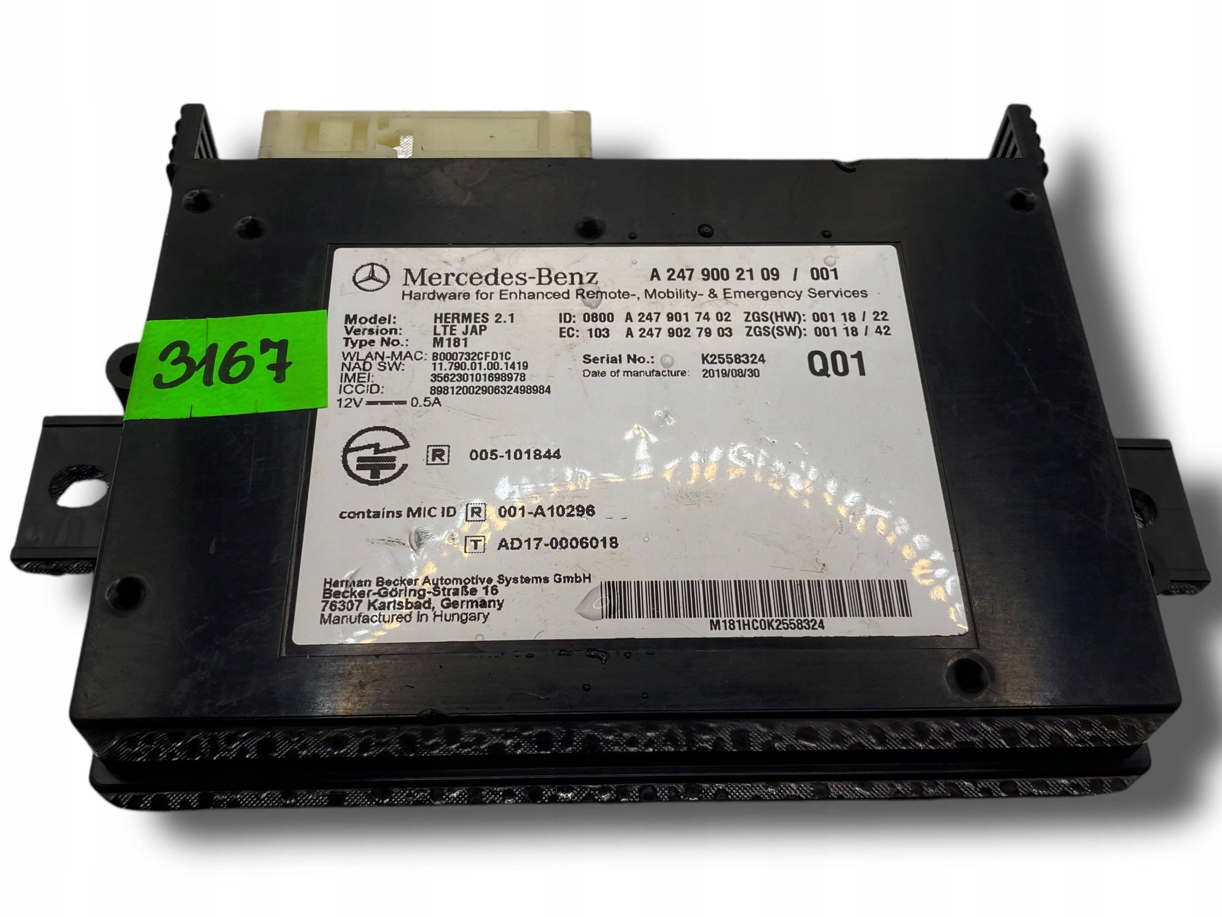 MERCEDES W247 control unit TELEMATIK 2479002109 $J