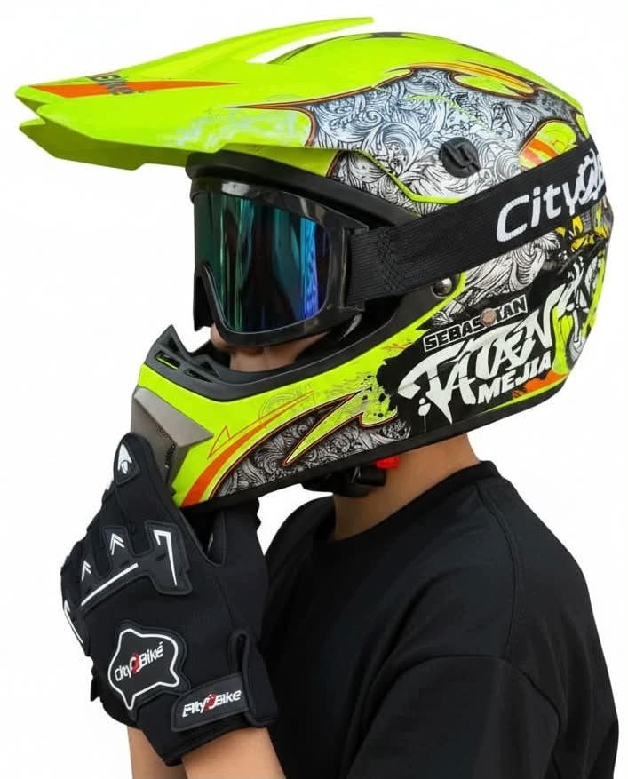 Kask+gogle+rękawice Hulajnoga Elektryczna Rower Bmx Mtb Downhill M 57-58cm