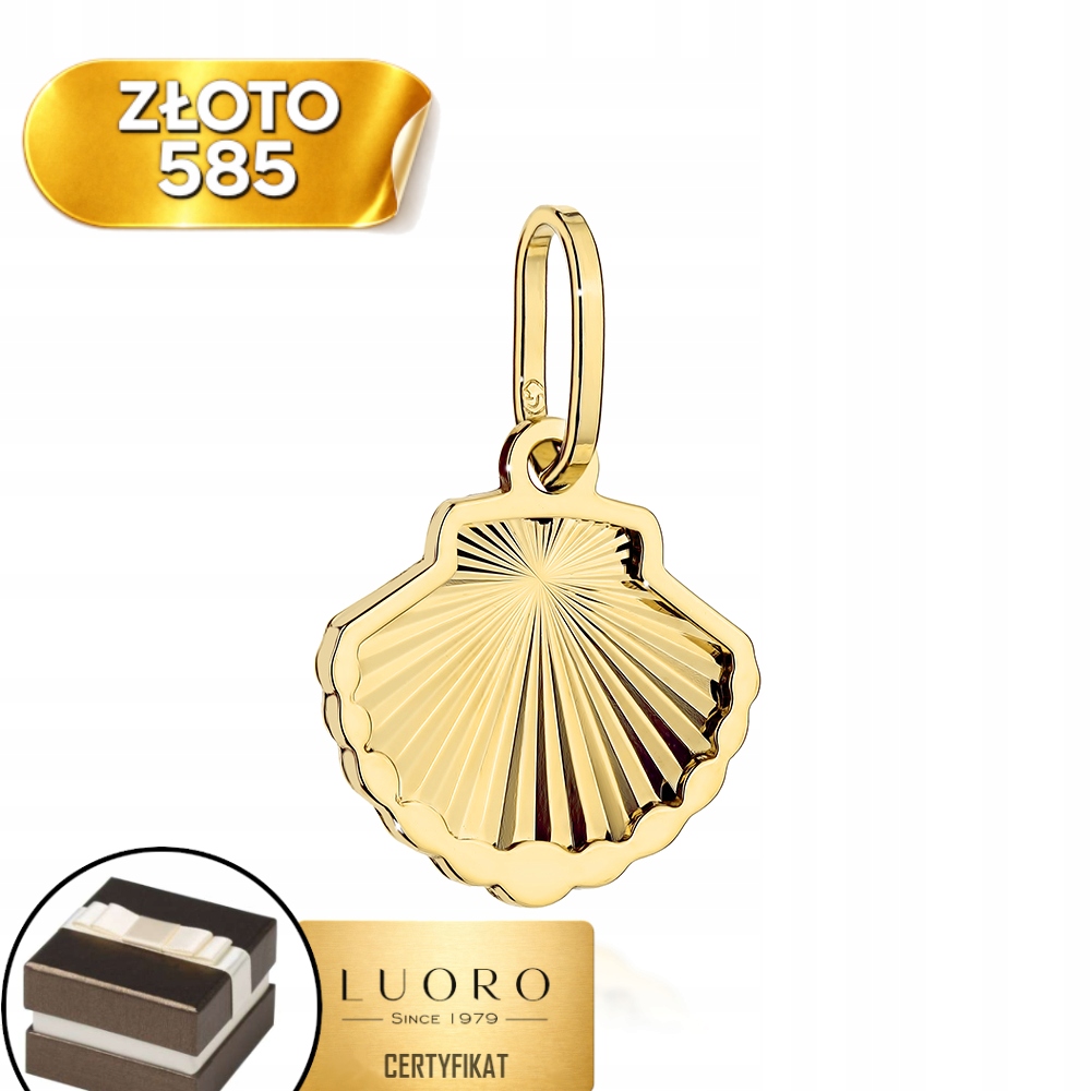 Zlatý Přívěsek 585 14K Diamantová Mušle 1,57 CM Elegantní