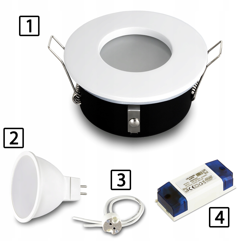 Oprawa halogenowa oczko sufitowe łazienka podbitka IP44 do LED BIAŁA Marka Radam