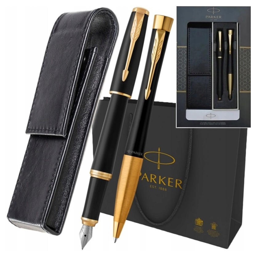Zestaw Pióro Długopis Parker Urban Czarny Gt Złocenia Etui Grawer
