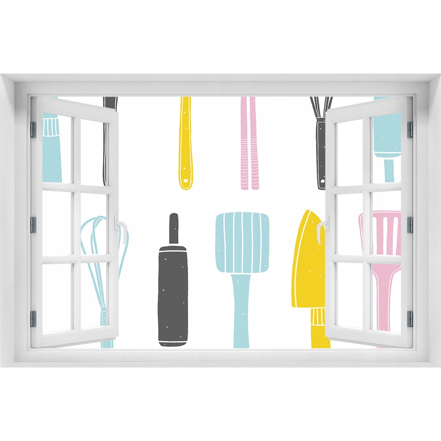 

3D Okno Naklejka na ścianę Przybory kuchenne 90x60