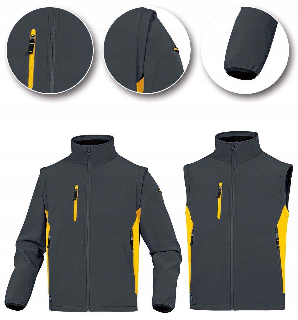 Kurtka robocza wiatroodporna i wodoodporna softshell 2w1 odpinane rękawy