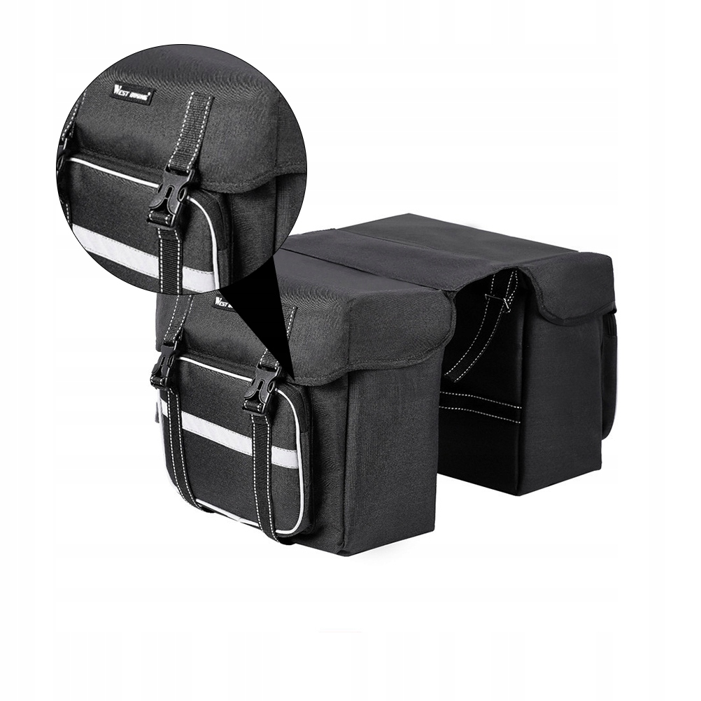 PRAKTYCZNA CZARNA TORBA ROWEROWA NA BAGAŻNIK Z PRZEGRÓDKAMI