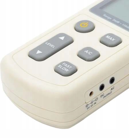 SONOMETR MIERNIK NATĘŻENIA DŹWIĘKU DECYBELOMIERZ POMIAR GŁOŚNOŚCI HAŁASU Zakres pomiaru 30-130 dB