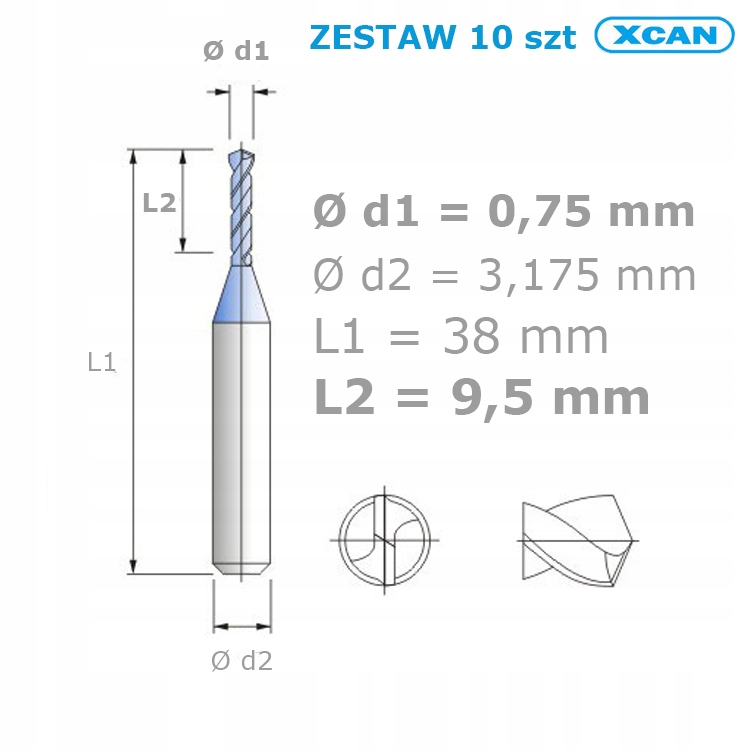 

Mini wiertła Pcb 0,75 mm zestaw 10 szt węglikowe