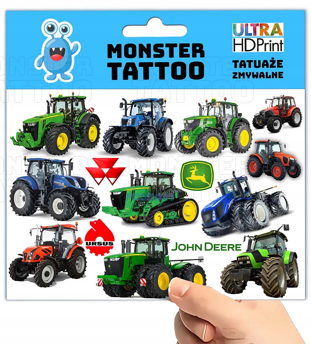 TATUAŻE ZMYWALNE TYMCZASOWE DLA DZIECI DZIECIĘCE TRAKTORY WZORY ORYGINALNE Marka Inna