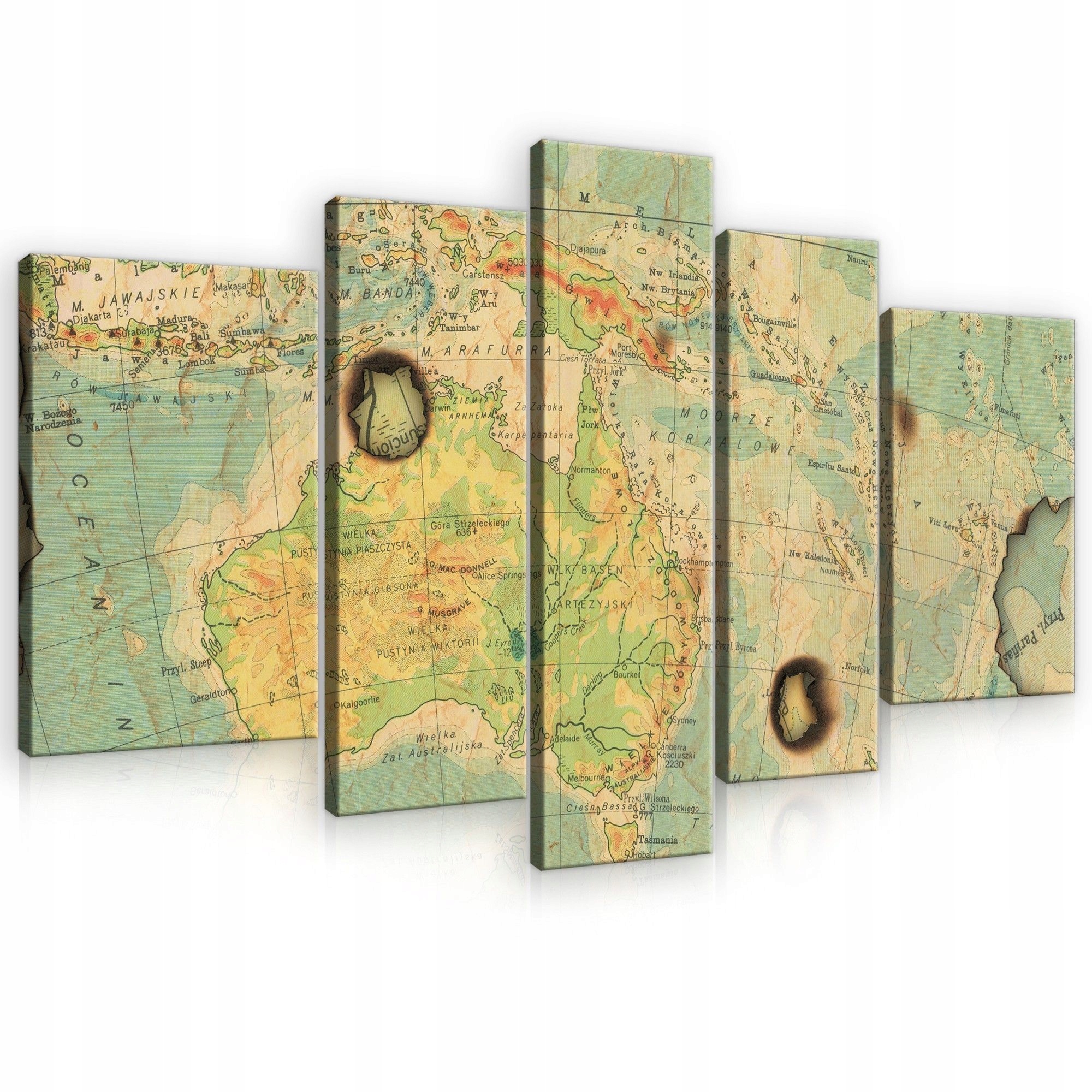 Obraz 170x100 Stará vintage mapa Austrália India cestovanie história starožitností