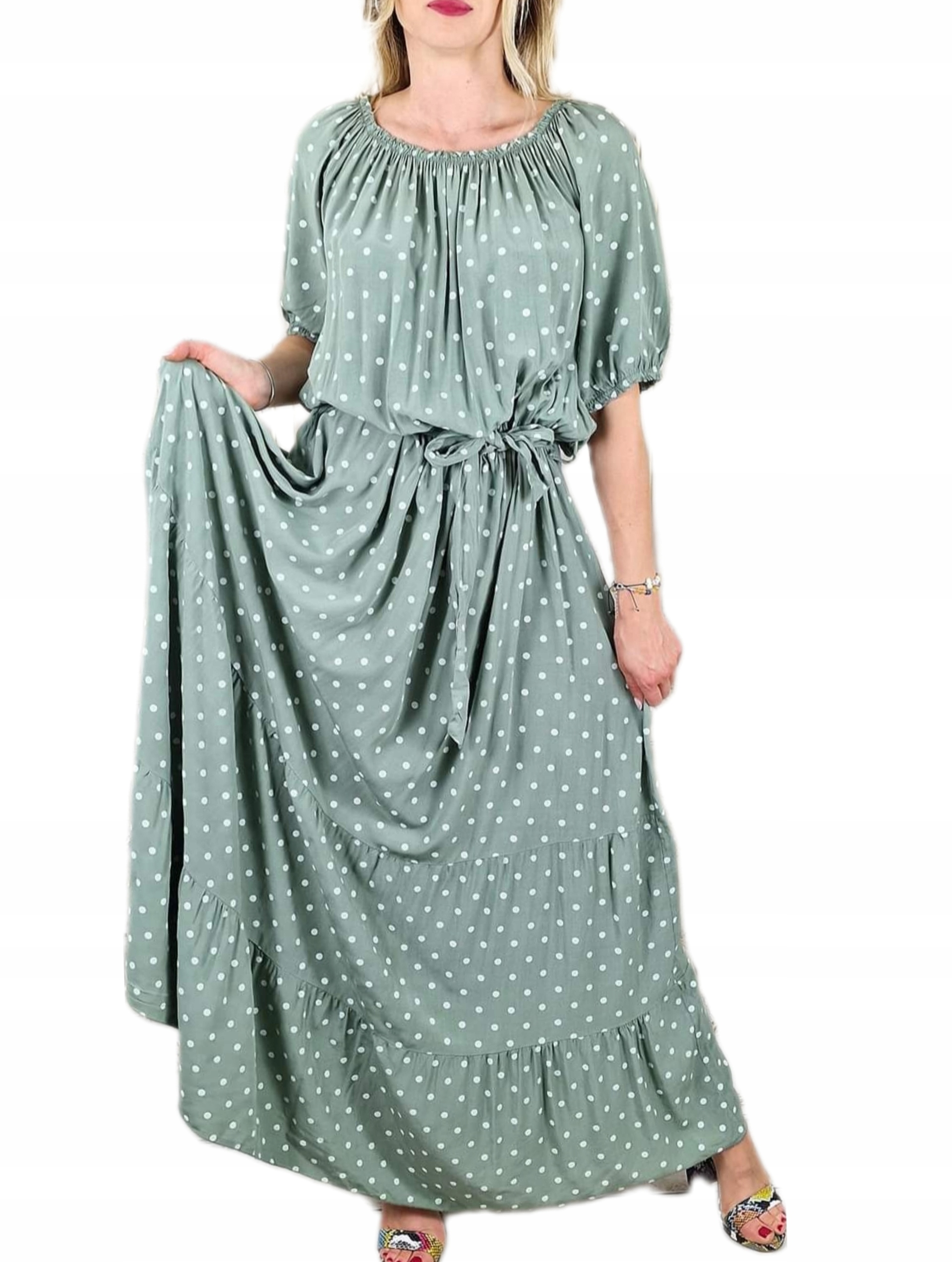 Šaty Dlouhá viskóza Groszki 46 48 3XL/4XL