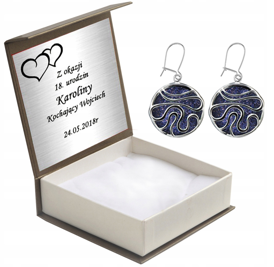 

Srebrne Wiszące Kolczyki Koła Z Nocą Kairu +grawer