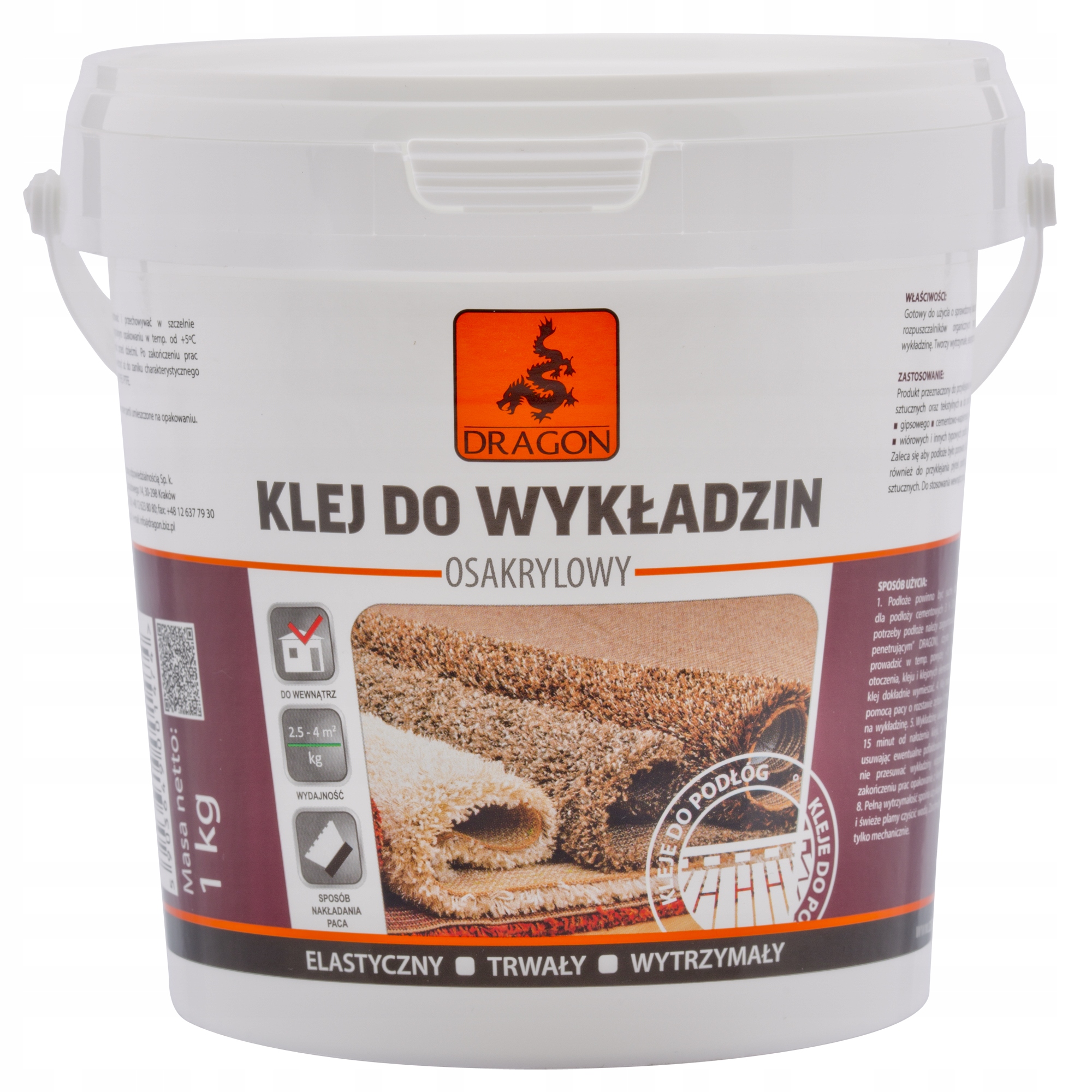 

Klej Do Wykładzin Tekstylnych Osakryl 1KG Dragon