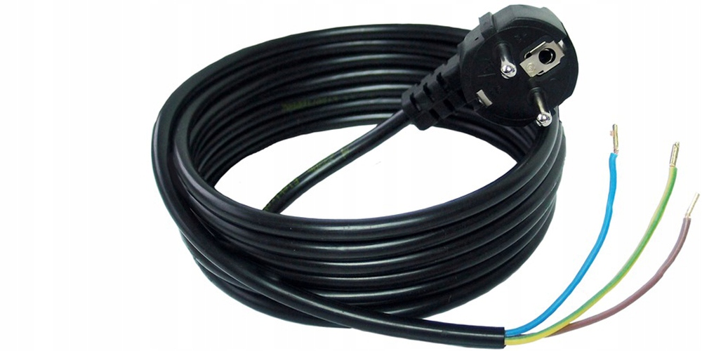 Przewód Przyłączeniowy Z Wtyczką Kątową 3x1,5 Czarny 10m