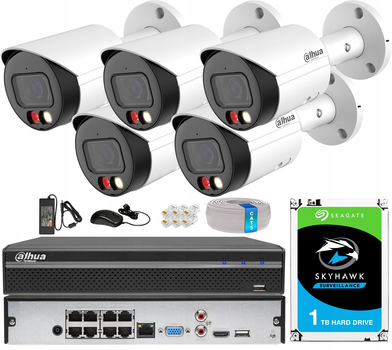 Monitorovací sada Dahua 5Mpx 5 kamer WizSense s Ai analytikou duálním světlem