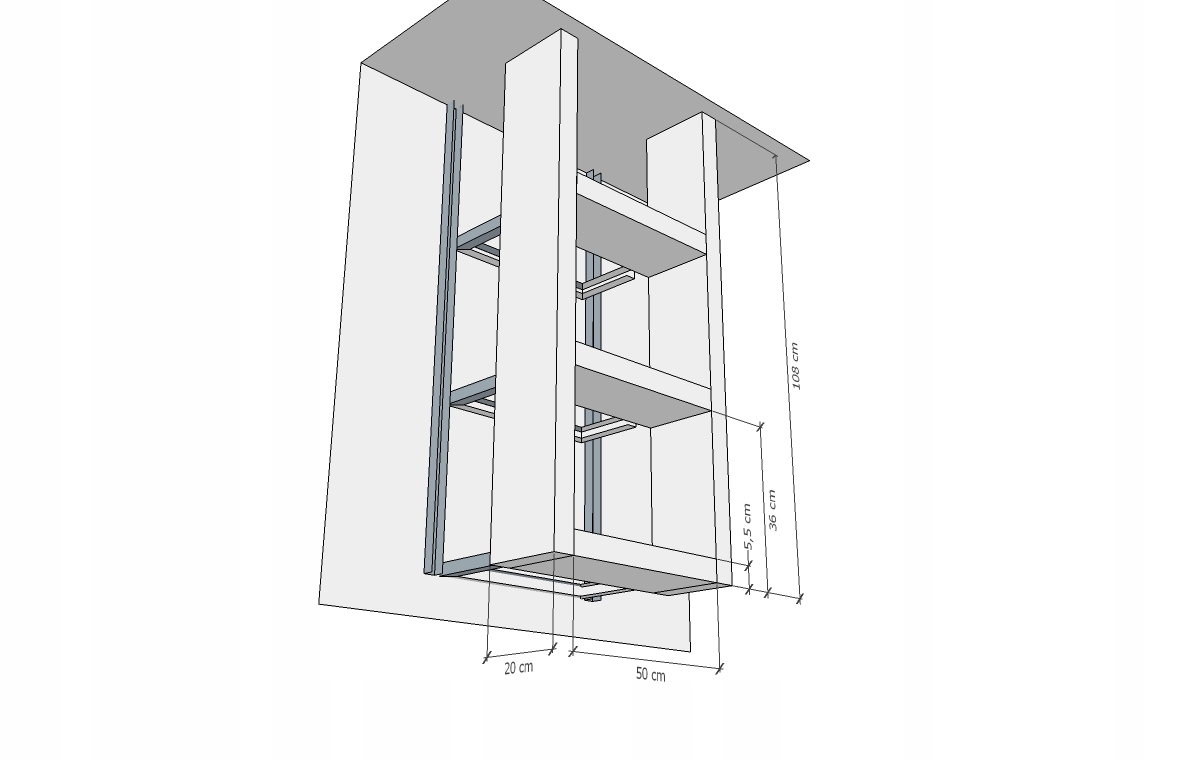 ZABUDOWA Z PŁYTY GK 3 PÓŁKI do POKOJU ŁAZIENKI