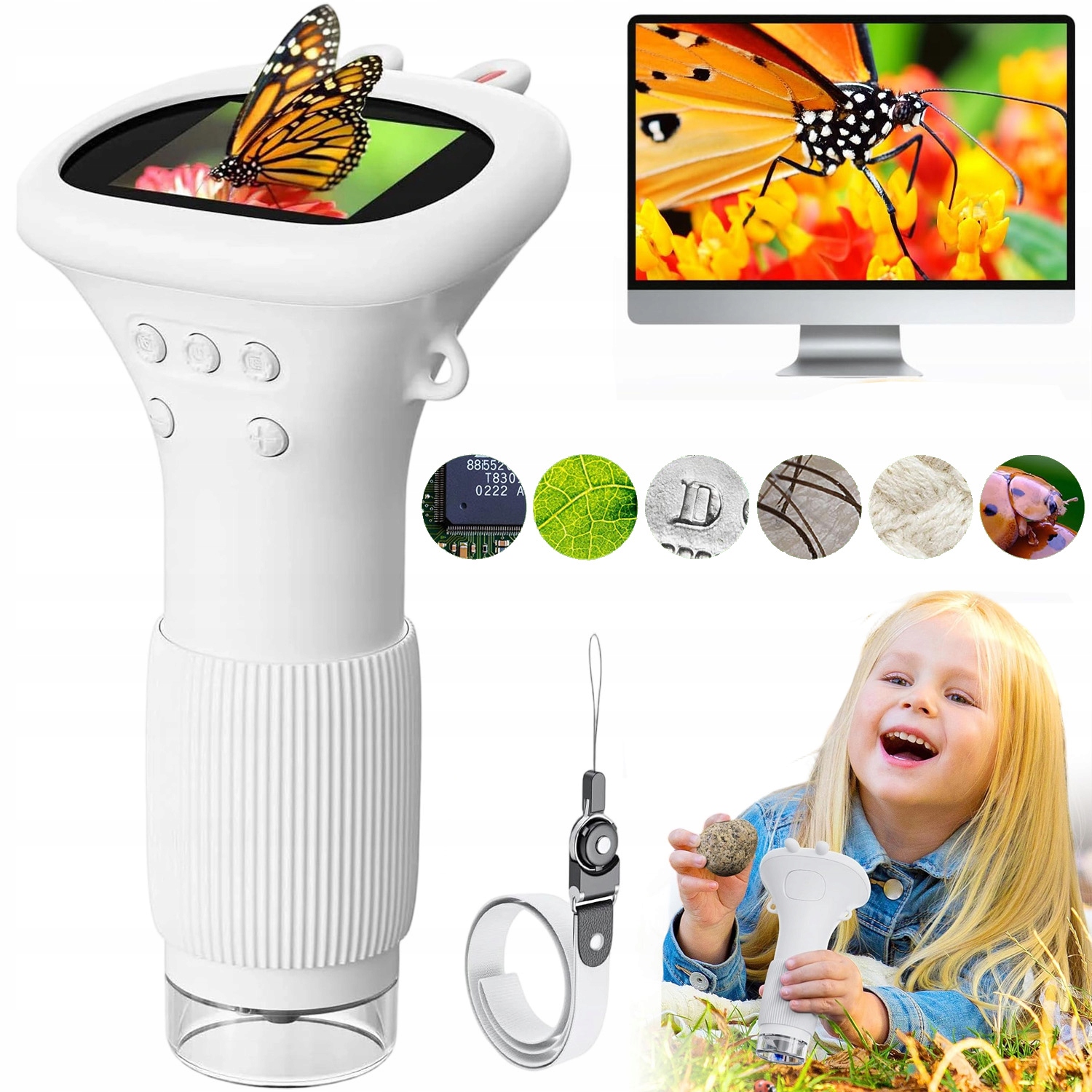 Digitální Mikroskop 1000X 2MP Pro Děti Hračka Hračka 8 Led Přenosný