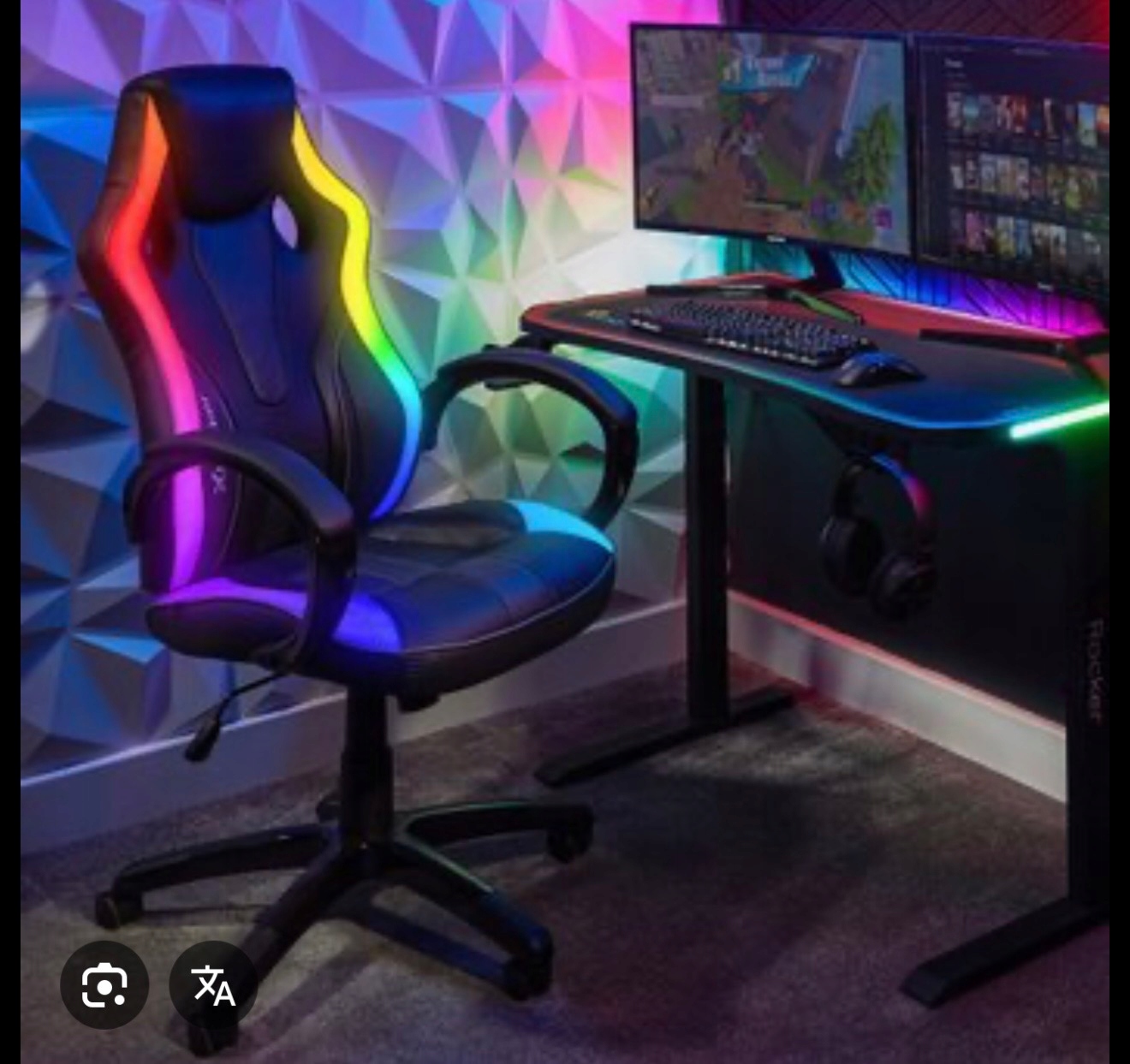 Fotel gamingowy z zdalnie sterowanymi trybami Led Rgb